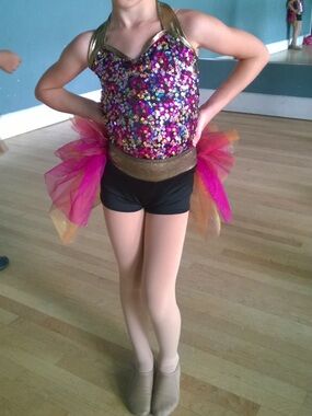 Weissman Gold Sequin Multicolor Dance Costume